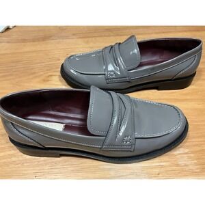 Franco Sarto Womens Carol Patent Leather Penny Loafers Grey Size 9.5M Slip On